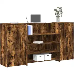 Comparateur de prix : Vidaxl bureau de réception chêne fumé 200x50x103,5cm bois d'ingénierie