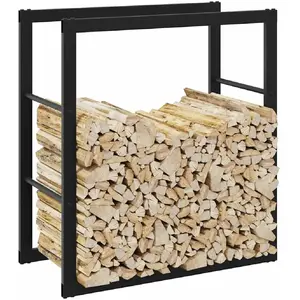 Comparateur de prix : Vidaxl - Portant de bois de chauffage noir 55x30x61 cm acier