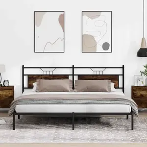vidaXL Cadre de lit sans matelas chêne fumé 193x203 cm bois ingénierie pas cher