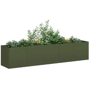 Vidaxl - Jardinière vert olive 200x40x40 cm acier laminé à froid pas cher