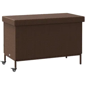 Comparateur de prix : vidaXL Boîte de rangement de jardin et roues marron résine tressée