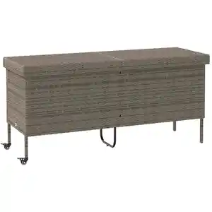 Comparateur de prix : vidaXL Boîte de rangement de jardin et roues gris résine tressée