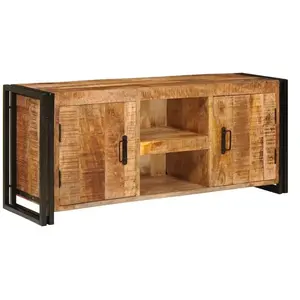 vidaXL Meuble TV Marron 120 x 30 x 50 cm Bois de mangue massif brut pas cher
