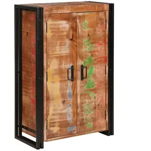 vidaXL Highboard avec portes Marron Bois Recyclé Massif et Métal pas cher