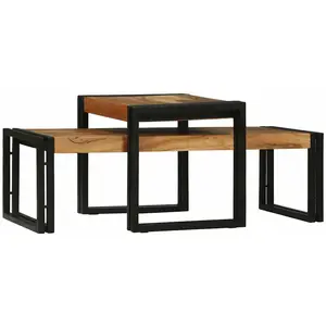 vidaXL Set de 2 Tables Basses en Bois Massif d'Acacia pas cher