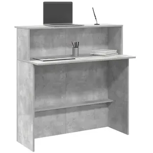 Comparateur de prix : vidaXL Bureau de réception gris béton 100x50x103,5cm bois d'ingénierie