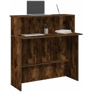 vidaXL Bureau de réception chêne fumé 100x50x103,5cm bois d'ingénierie pas cher