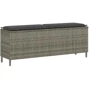 Vidaxl - Banc de jardin avec coussin gris 110x30x40,5 cm résine tressée pas cher