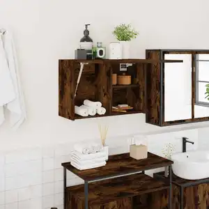 Armoire murale de bain chêne fumé 60x25x40 cm bois d'ingénierie vidaXL pas cher