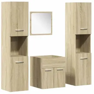 Comparateur de prix : vidaXL Ensemble de meubles de salle de bain 4 pcs chêne sonoma