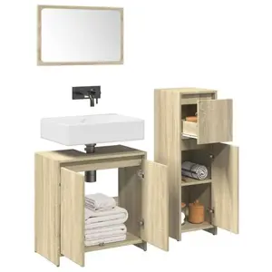 Comparateur de prix : Vidaxl - Ensemble de meubles de salle de bain 3 pcs chêne sonoma Brun