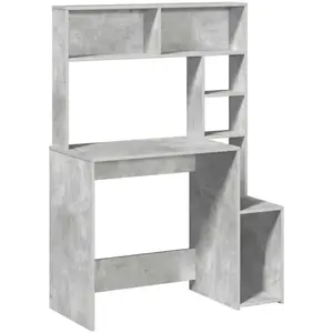 vidaXL Bureau avec étagères gris béton 100x45x140 cm bois d'ingénierie pas cher