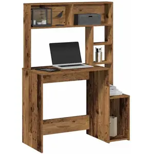vidaXL Bureau avec étagères vieux bois 100x45x140 cm bois d'ingénierie pas cher