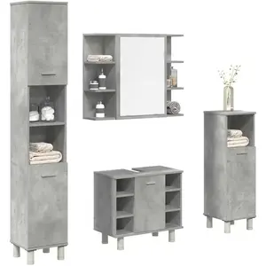 Comparateur de prix : vidaXL Vidaxl Ensemble De Meubles De Salle De Bain 4 Pcs Gris Béton