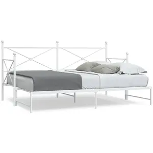 vidaXL Lit de jour avec lit gigogne sans matelas blanc 90x200 cm acier pas cher