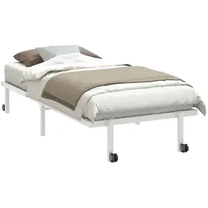 vidaXL Vidaxl Cadre De Lit Sans Matelas Pliable Blanc 90x190 Cm Acier pas cher
