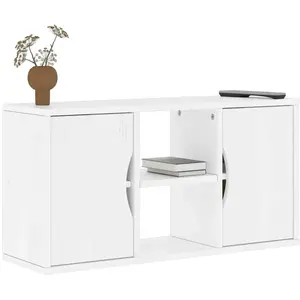 Meuble tv odda blanc 79x24x40 cm bois massif pin Vidaxl pas cher
