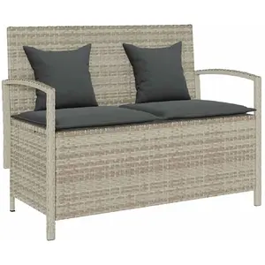 vidaXL Banc de rangement de jardin avec coussin gris clair polyrotin pas cher