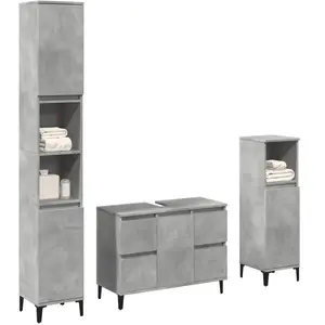 Comparateur de prix : vidaXL Vidaxl Ensemble De Meubles De Salle De Bain 3 Pcs Gris Béton