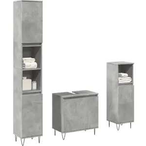 Comparateur de prix : vidaXL Vidaxl Ensemble De Meubles De Salle De Bain 3 Pcs Gris Béton