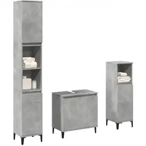 Comparateur de prix : vidaXL Vidaxl Ensemble De Meubles De Salle De Bain 3 Pcs Gris Béton