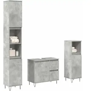 Vidaxl - Ensemble de meubles de salle de bain 3 pcs gris béton pas cher