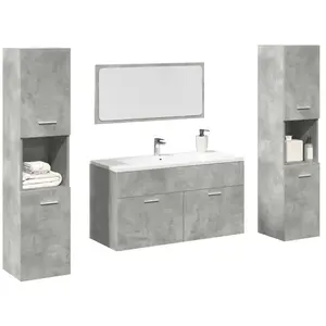 Comparateur de prix : Vidaxl - Ensemble de meubles de salle de bain 4 pcs gris béton