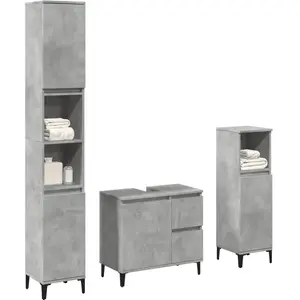 Comparateur de prix : vidaXL Vidaxl Ensemble De Meubles De Salle De Bain 3 Pcs Gris Béton