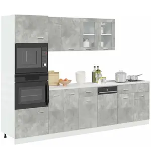 vidaXL Vidaxl Ensemble De Meubles De Salle De Bain 7 Pcs Gris Béton pas cher