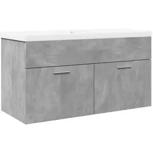 vidaXL Armoire lavabo de salle de bain avec bassin intégré gris béton pas cher