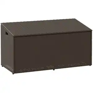 Comparateur de prix : vidaXL Boîte de rangement de jardin marron 110x50x58 cm résine tressée