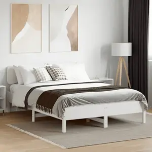 vidaXL Cadre de lit sans matelas blanc 150x200 cm bois de pin massif pas cher
