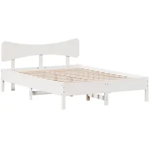 vidaXL Cadre de lit sans matelas blanc 140x190 cm bois de pin massif pas cher