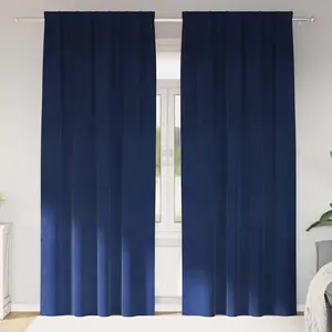 Rideaux Avec Des Rideaux 2 Pcs Bleu Foncé 140 X 225 Cm Velours Vidaxl pas cher