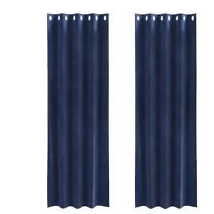 vidaXL Rideaux occultants  avec oeillets 2 pcs Velours bleu nuit pas cher