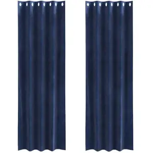 vidaXL Rideaux occultants  avec oeillets 2 pcs en velours bleu foncé pas cher