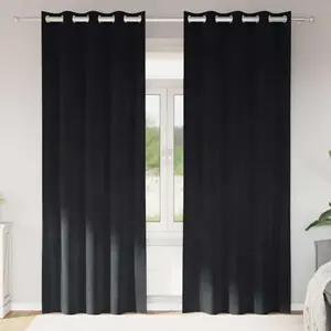vidaXL Rideaux occultants  avec oeillets 2 pcs en velours noir pas cher