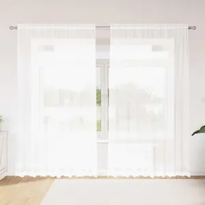 vidaXL Rideaux avec des rideaux Floral Blanc 200 x 240 cm Polyester pas cher