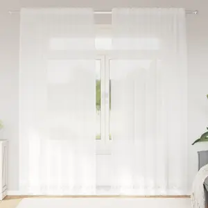 vidaXL Rideau en Dentelle Blanc 150 x 245 cm Polyester pas cher