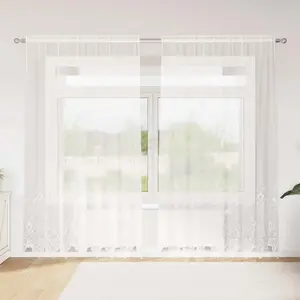 vidaXL Rideau en Dentelle Blanc 200 x 200 cm Polyester pas cher