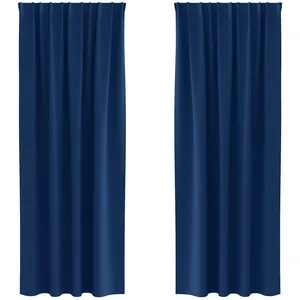 vidaXL Rideaux 2 pcs Bleu foncé 260 x 140 cm Polyester pas cher