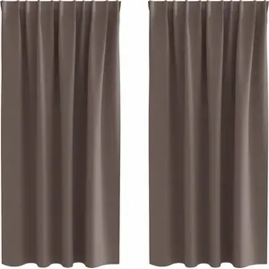 vidaXL Rideaux avec des rideaux 2 pcs Marron foncé Polyester pas cher