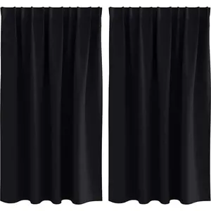 vidaXL Rideaux avec des rideaux 2 pcs Noir Polyester pas cher