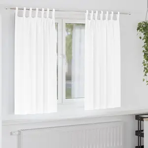 vidaXL Rideaux avec des rideaux 2 pcs Blanc pur Polyester pas cher