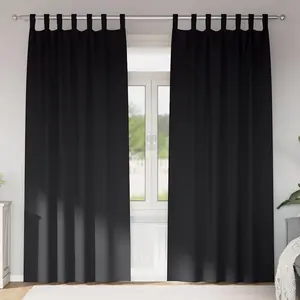 vidaXL Rideaux avec des rideaux 2 pcs Noir 245 x 140 cm Polyester pas cher