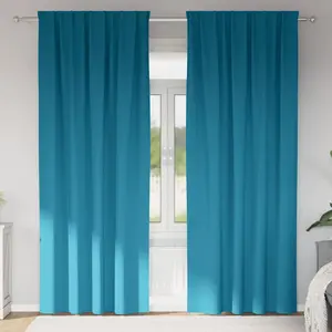 vidaXL Rideaux avec des rideaux 2 pcs Turquoise 225 x 140 cm Polyester pas cher