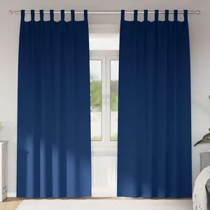 vidaXL Rideaux 2 pcs Bleu foncé 260 x 140 cm Polyester pas cher