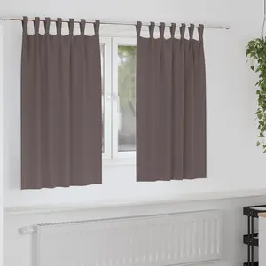 vidaXL Rideaux avec des rideaux 2 pcs Marron foncé Polyester pas cher