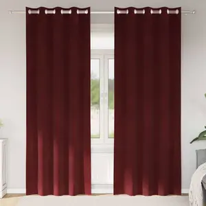 vidaXL Rideaux opaques avec oeillets 2 pcs Rouge vin Velours pas cher