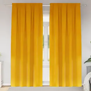 vidaXL Rideaux occultants 2 pcs Jaune moutarde 140 x 225 cm Velours pas cher